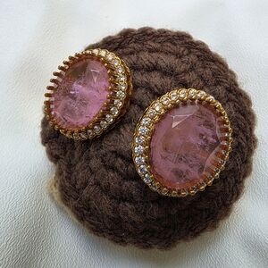 Ethnic Indian Wear. Pink and Gold Stud Earrings